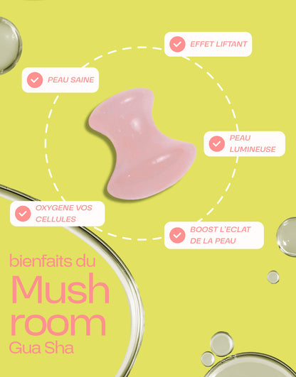 Mushroom Gua Sha Rose Quartz